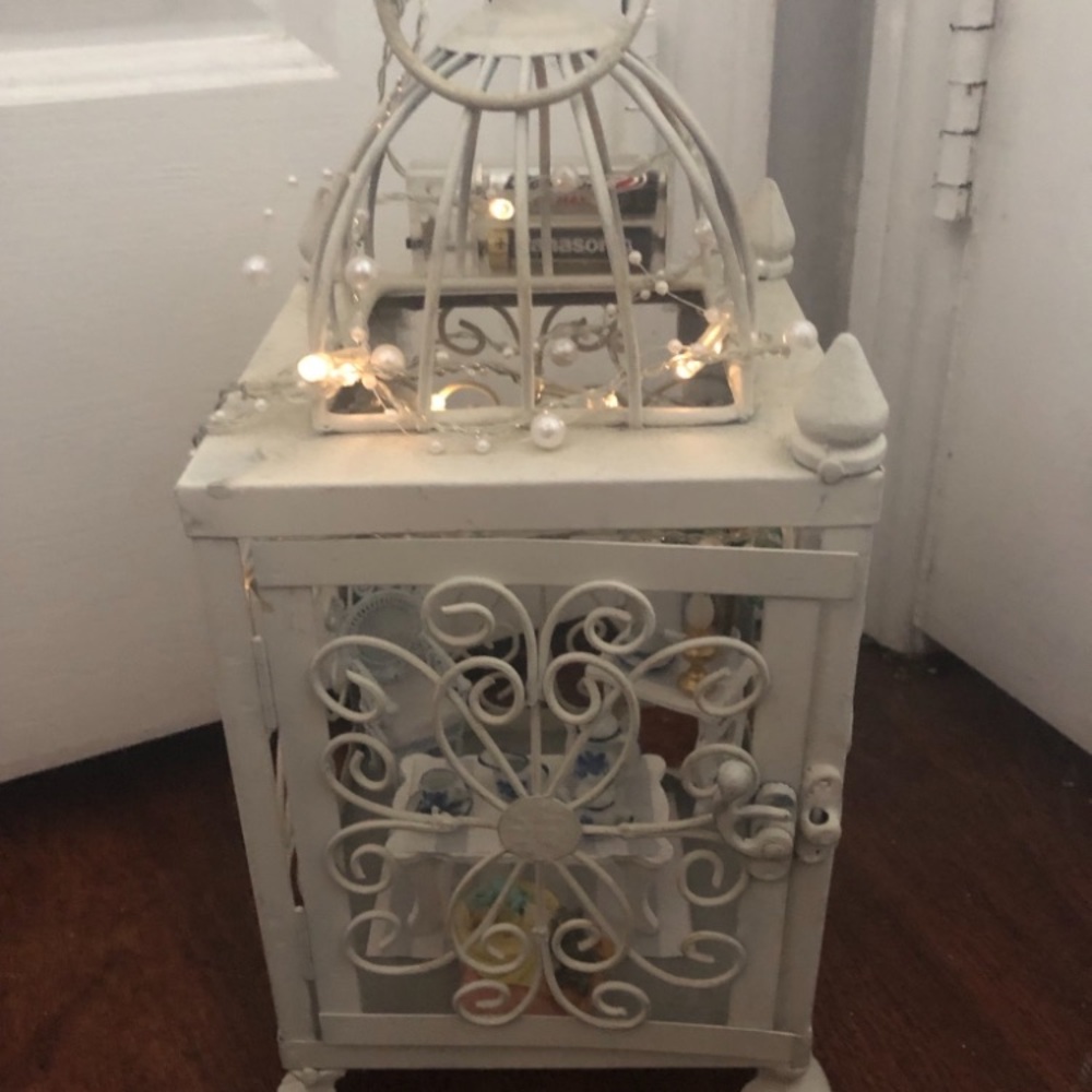 Vintage White Rose tea party lantern